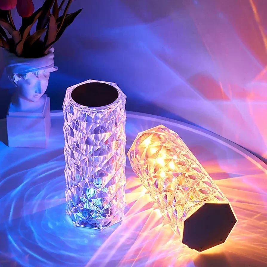 16Colors USB Rechargeable LED Atmosphere Room Decor Christmas Room Decoration Home Lights Crystal Lamp Touch Table Bedside Lamps