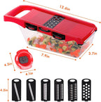 10 in 1 Multi-Function Vegetable and Fruit Chopper, Mandoline Slicer, Onion Potato Cheese Shredder, Salad Spiralizer Cutter, Veggie Grater Dicer Artifact with Vegetable Peeler,Hand Guard and Container